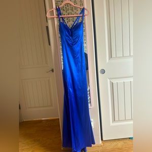 Silk Blue Prom dress with slit